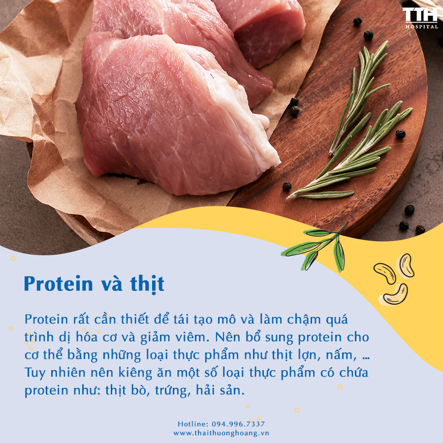 Bổ sung Protein nhưng nên kiêng thịt bò, thịt gà, trứng, hải sản